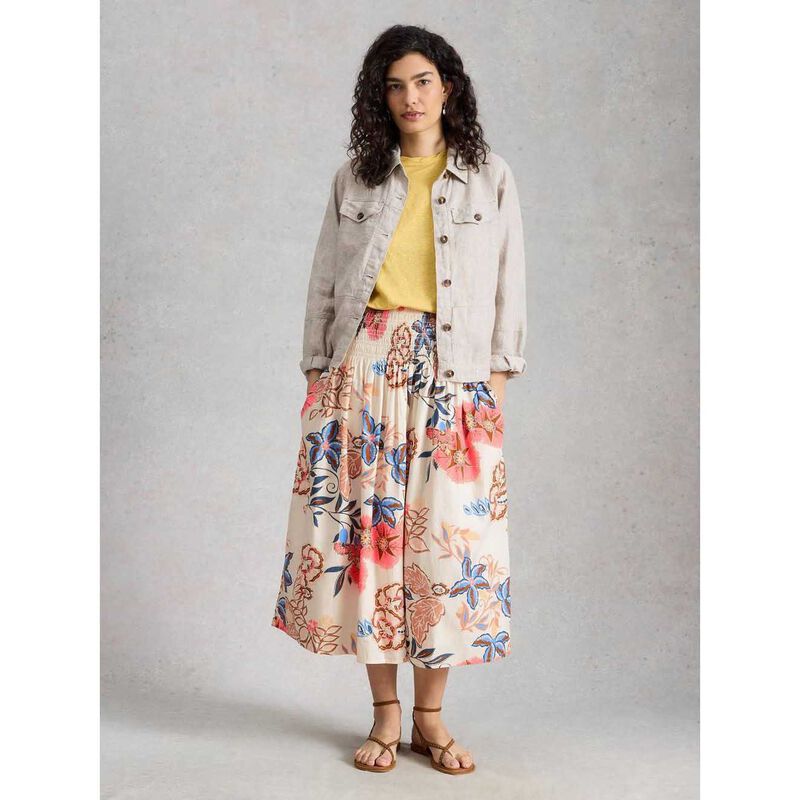 White Stuff Suri Shirred Midi Skirt image number 3